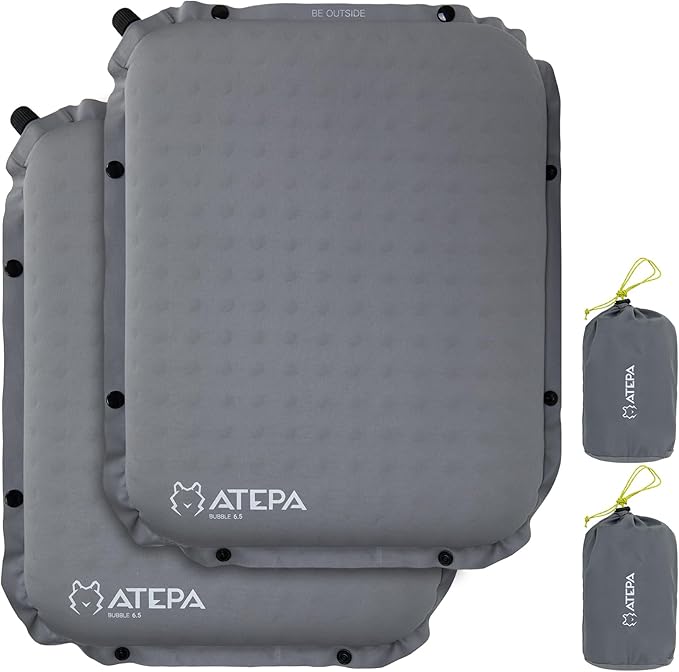 ATEPA Inflatable Stadium Seat Cushion, Self-Inflating Memory Foam Stadium Seats Camping Accessories Chair Pad for Outdoor Airplane Travel Bleacher Patio Backpacking