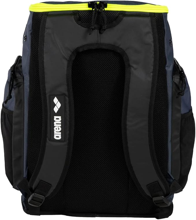 Arena Spiky III Backpack 45 Swimming Athlete Sports Gym Rucksack Large Training Gear Equipment Swim Bag for Men and Women, 45 Liters, Navy/Neon Yellow