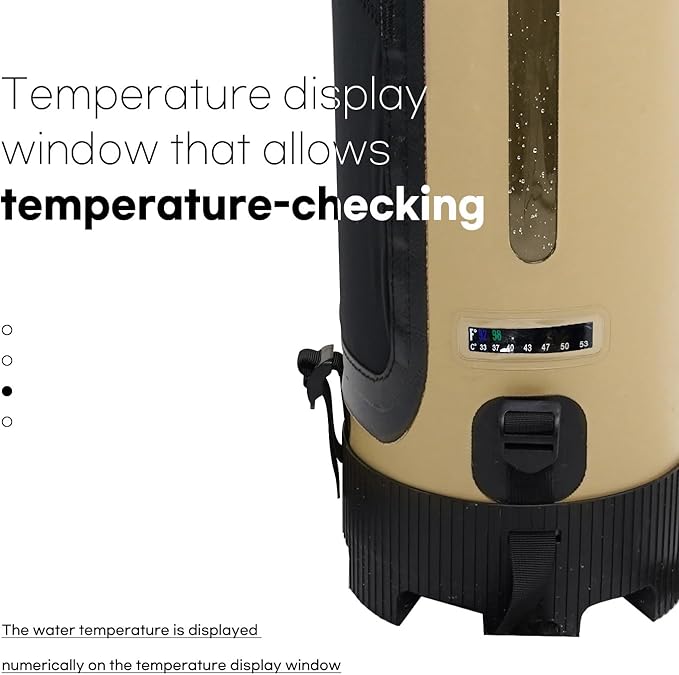 Portable Shower-20L/5.28 Gallons Camping Shower Bag, Beach Shower with Foot Pump, Temperature Display, Detachable Strap - Ideal for Camping, Beach, Travel, Outdoor Activities