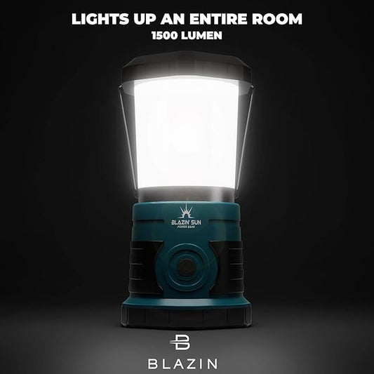 Blazin' Sun 1500 Lumen | Led Lanterns Rechargeable with Power Bank | Hurricane, Emergency, Storm, Power Outage Light | 85 Hour Runtime (Teal)