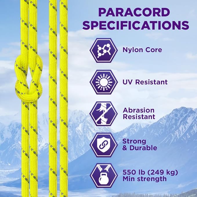 TECEUM Heavy Duty Rope 1000 – 1000ft / 200ft / 100ft / 50ft – 40+ Colors – Utility Rope for Survival & Camping Gear – Nylon String, Camping Rope, para Cord, Utility Nylon Rope, Tent Cord