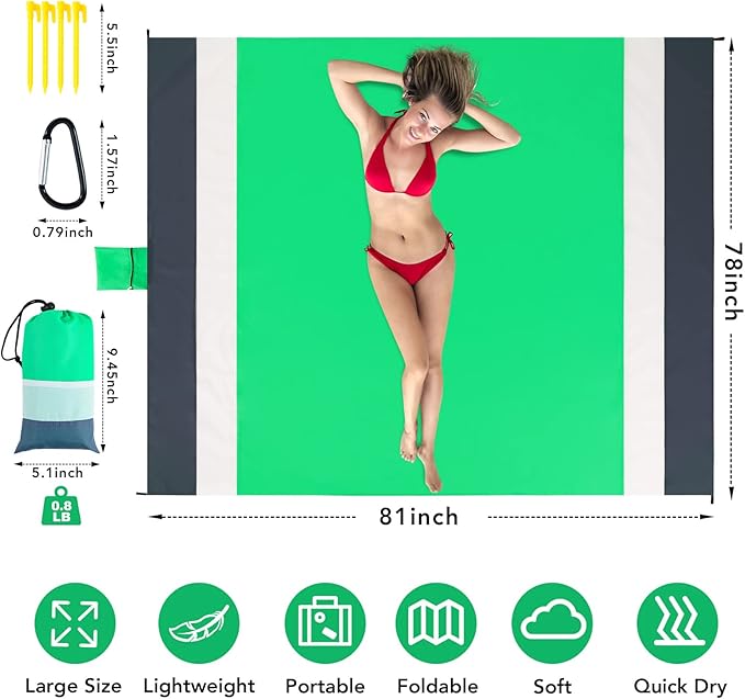 PY SUPER MODE Picnic Blanket Waterproof 78 × 82 inches - Extra Large Outdoor Beach Blanket Waterproof Sandproof, Lightweight & Portable Picnic Blankets for Camping Traveling Hiking