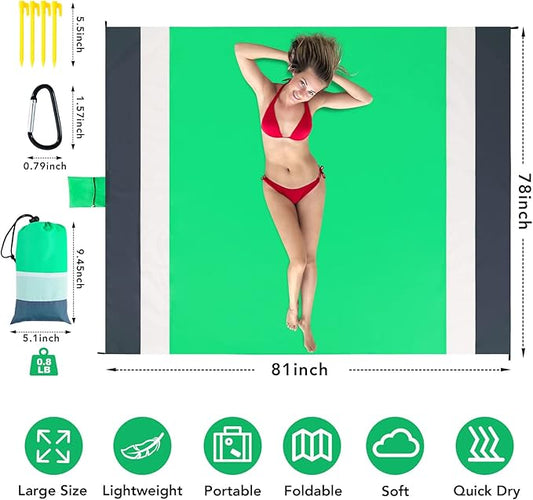 PY SUPER MODE Picnic Blanket Waterproof 78 × 82 inches - Extra Large Outdoor Beach Blanket Waterproof Sandproof, Lightweight & Portable Picnic Blankets for Camping Traveling Hiking