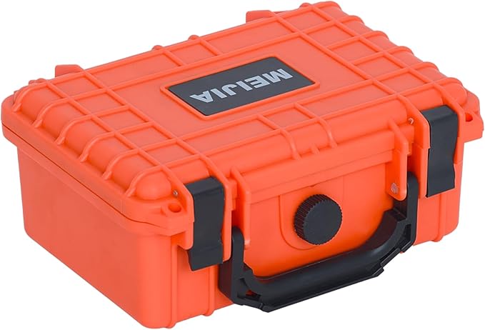 MEIJIA Portable All Weather IP67 Waterproof Protective Case, Hard Case,Camera Case With Customizable Foam,Fit Use of Drones, Cameras,Equipments, 8.12”x6.56”x 3.56” (Orange)