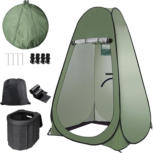 Portable Outdoor Camping Toilet Kit for Adults,Pop Up Privacy Tent, Camping Folding Toilet, 30 Toilet Bags, Washable Foldable for Travel, RV, Car, Beach, Hiking