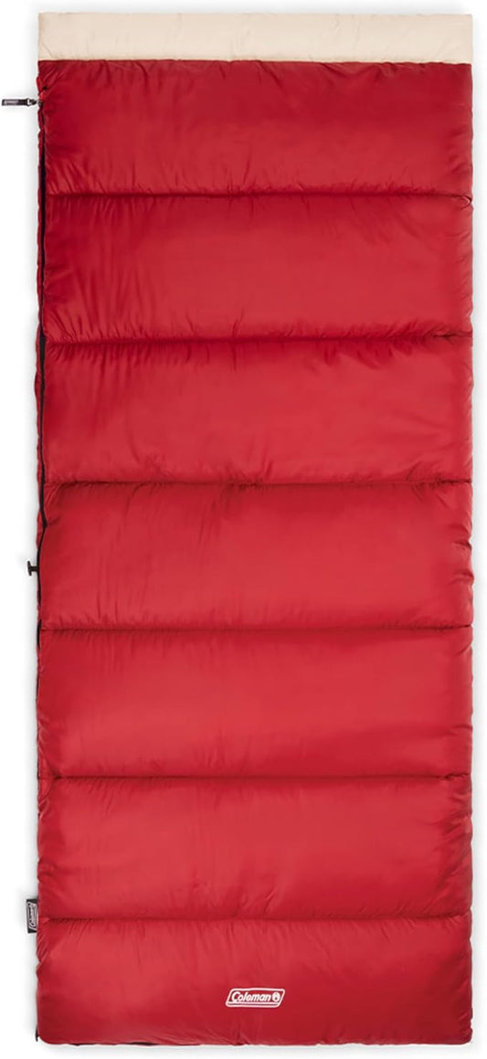 Coleman Flatlands Sleeping Bag, Made from 100% Recycled Material, Cool Weather Adult Sleep Sack