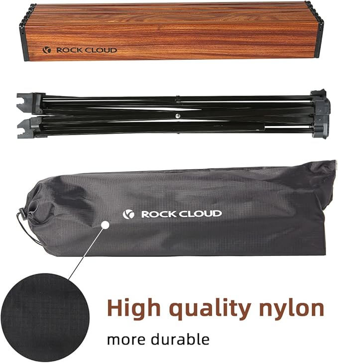 ROCK CLOUD Portable Camping Table Ultralight Aluminum Folding Beach Table Camp for Camping Hiking Backpacking Outdoor Picnic, Wood Grain