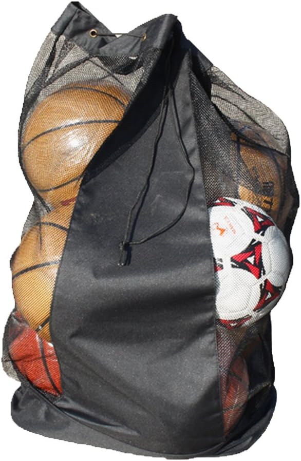 Greenery-GRE Extra Large Mesh Equipment Bag Adjustable Strap Drawstring Heavy Duty Hold 15 Soccer Balls Netball Basketball Football Bags Sports Duffel