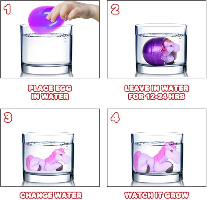 ArtCreativity Jumbo Growing Unicorn Eggs, Set of 2, Hatching Unicorn Toys for Boys and Girls, Unicorn Birthday Party Favors for Kids, Science Educational Toys for Children, Fun Water Bathtub Toys