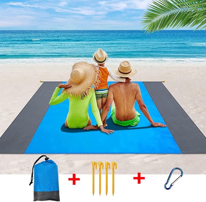 Ceresa Inc Beach Blanket Sandproof Waterproof Beach Mat, Lightweight Quick Drying Picnic Mat for Beach Camping Picnic Travel Hiking 79" X 83" for Family Outdoor Playing Supply