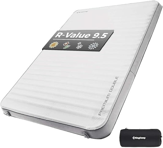 KingCamp Self Inflating Sleeping Pad for Camping Ultra Thick Double Single Foam Mattress High R Value Camping Air Pad Mat, Multi Colors & Sizes