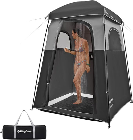 KingCamp Shower Tent, Large Portable 1/2 Room Dressing, Toilet and Changing Tents with Shower Bag & Floor for Camping & Travel