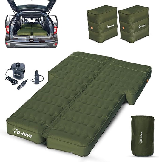 Unbeatable Durability SUV Air Mattress for Car Camping, Durable Extra Thick 300D Oxford Fabric, Quick Easy Set-Up w/Electric Pump, Car Bed Mattress, Forrest Green
