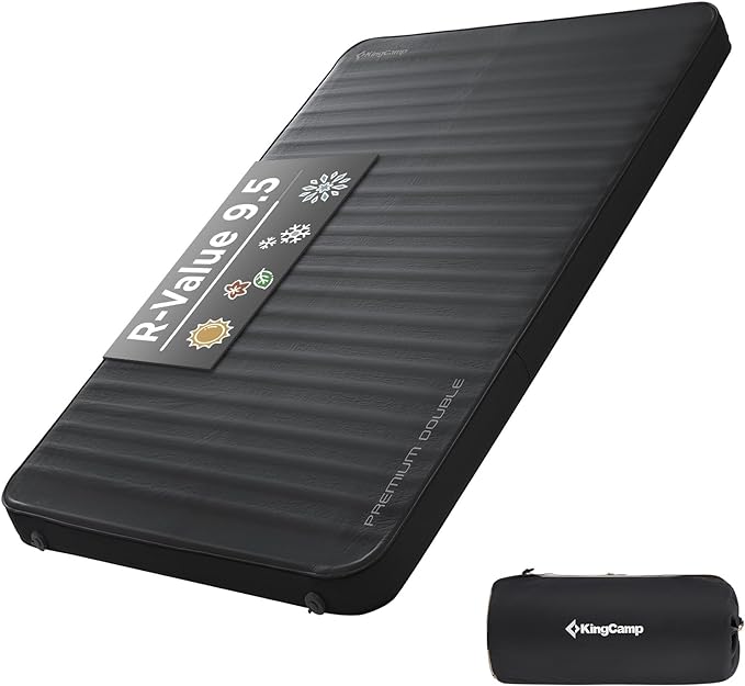 KingCamp Luxury 3D Insulated Double Self Inflating Camping Sleeping Pad, Portable Large Thick Self Inflatable Foam Air Mattress