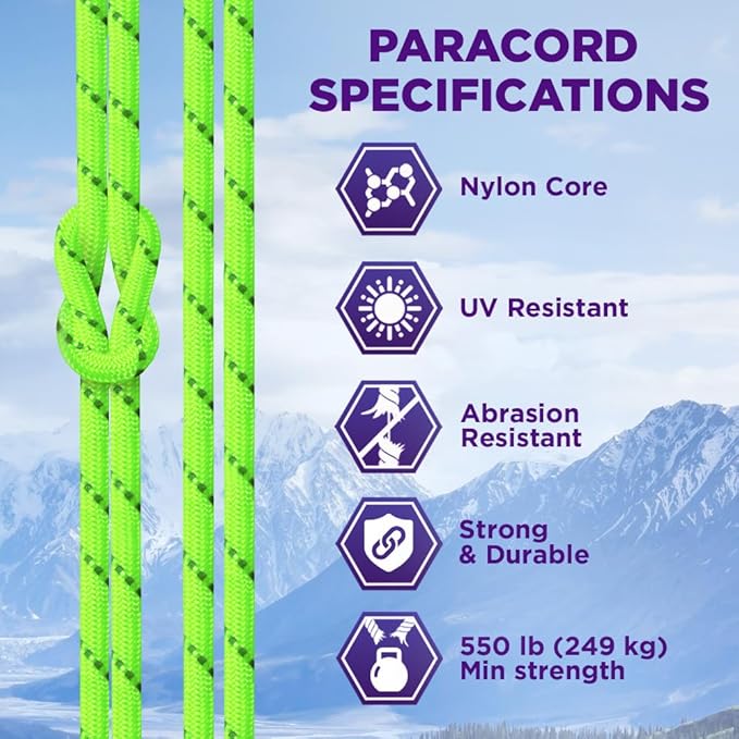 TECEUM Heavy Duty Rope 1000 – 1000ft / 200ft / 100ft / 50ft – 40+ Colors – Utility Rope for Survival & Camping Gear – Nylon String, Camping Rope, para Cord, Utility Nylon Rope, Tent Cord