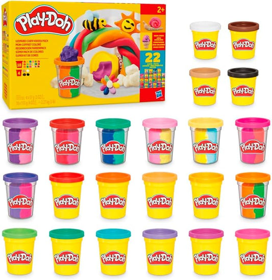 Play-Doh 22 Pack Ultimate Color Variety, Bulk Assorted Colors, 2 & 4 Ounce Modeling Compound Cans, Kids Arts & Crafts, Preschool Toys for 2 Year Old Girls & Boys & Up (Amazon Exclusive)