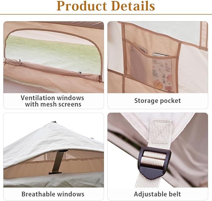 Inflatable Camping Tents Air Glamping Tents 4 Season Waterproof Easy Set up Cabin House Tent Blow up Tent for Family Camping