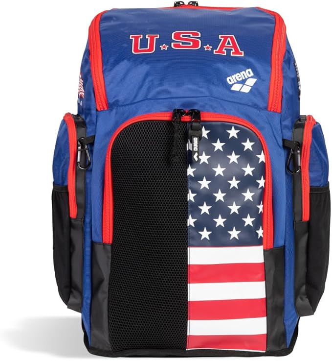 ARENA Spiky III Backpack 45 USA Swimming Athlete Sports Gym Rucksack Large Training Gear Equipment Swim Bag for Men and Women, 45 Liters, US Team