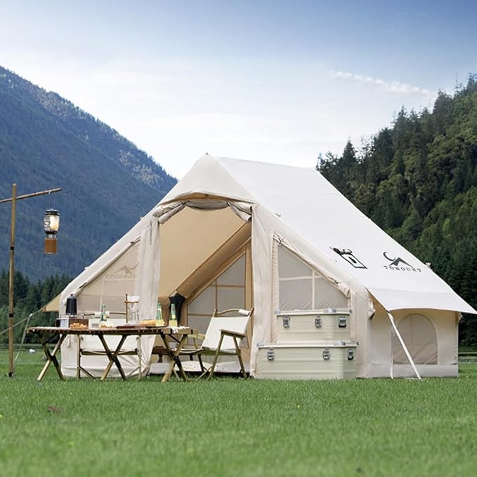 Inflatable Camping Tents Air Glamping Tents 4 Season Waterproof Easy Set up Cabin House Tent Blow up Tent for Family Camping