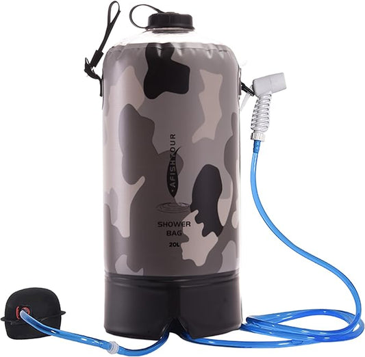 Portable Camping Shower Bag - 10L/2.2 Gallons 20/5 Gallons Solar Shower Water Bag with Foot Pump, Hose and Shower Head - Camp Shower for Camping, Beach, Travel, Outdoor Activities