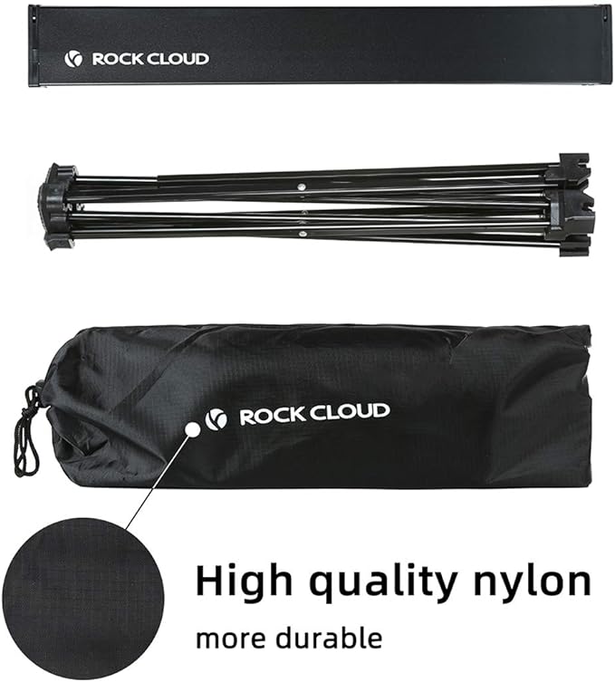 ROCK CLOUD Portable Camping Table Ultralight Aluminum Folding Beach Table Camp for Camping Hiking Backpacking Outdoor Picnic, Black