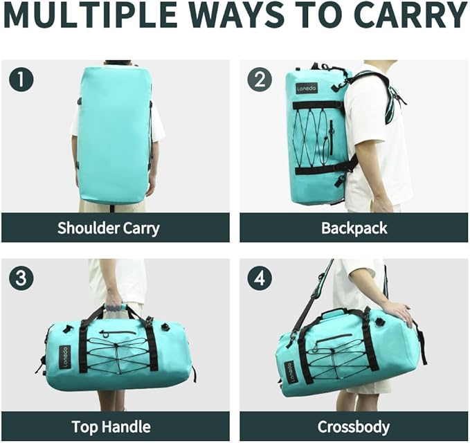 80L Dry Bag Large Waterproof Bag Roll-Top Heavy Duty Fishing Duffel Bag with Durable Straps & Handles for Kayaking Paddle boarding Boating Rafting Fishing