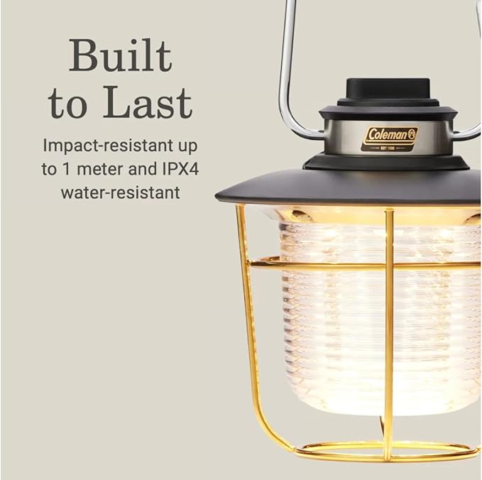 Coleman 1900 Collection 200 Lumens Premium LED Lantern, Durable Impact & Water-Resistant Lantern with Adjustable Brightness Settings & Carry Handle