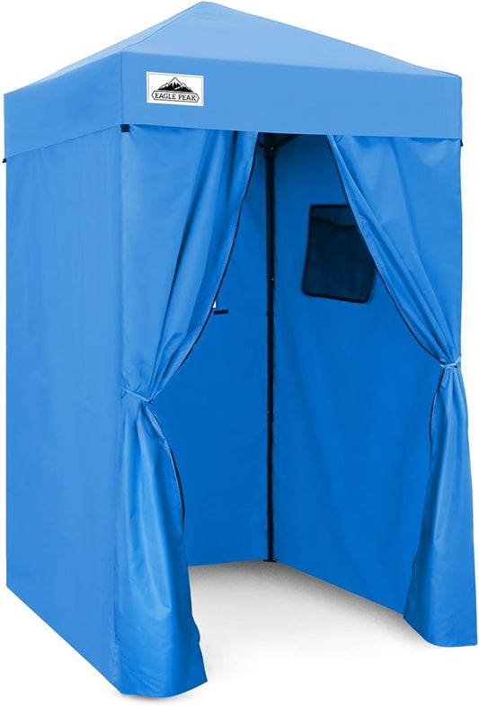 EAGLE PEAK Flex Ultra Compact 4x4 Pop-up Canopy, Sun Shelter, Changing Room, Portable Privacy Canopy Cabana for Pool, Fashion Photoshoots, or Camping, 4x4 ft, Blue