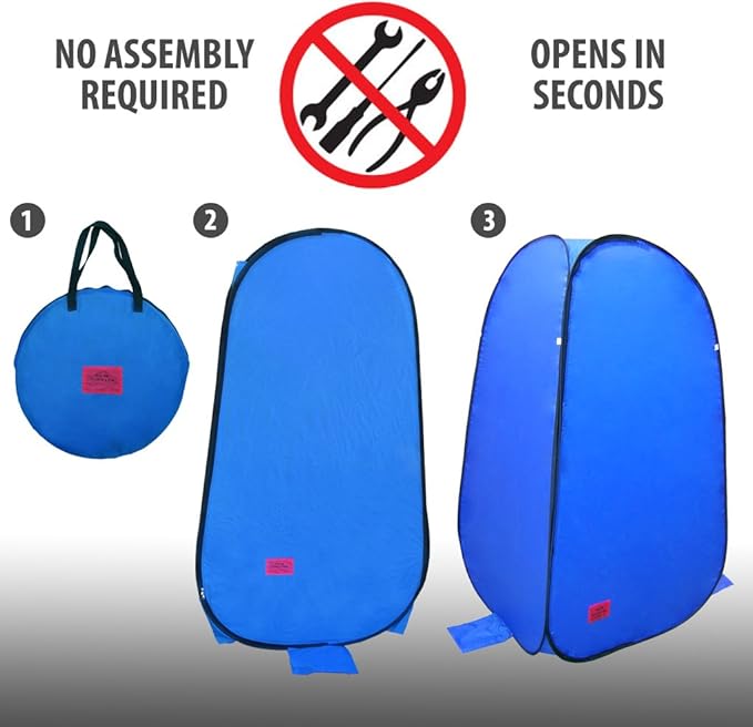 Pop-Up Room in a Bag Instant Portable Changing Room with Dura-light Steel Frame and Weather-Resistant Material for Camping, RV, Shower, Outhouse, Bathroom, Toilet and More Includes Fl