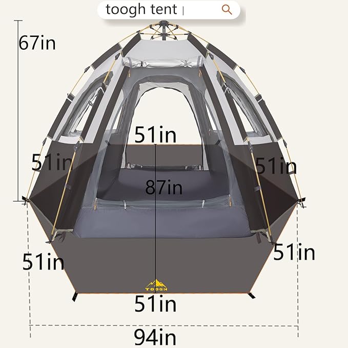 Camping Tent with Instant Setup, 2/3 Person Weatherproof Tent Easy Quick Set Up in 60 Seconds with Rainfly Backpack Tent for Family Camping & Hiking, Upgraded Ventilation,Center Height 66-inch