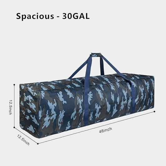 TOPDesign 46 Inch Extra Large Zippered Duffel Bag for Travel Camping Sports Equipment Storage, Waterproof Foldable Luggage Bag with Padded Handles