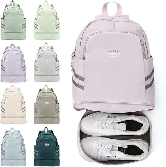 Coofay Small Gym Bag for Women - Waterproof, Lightweight Travel Backpack with Shoe Compartment