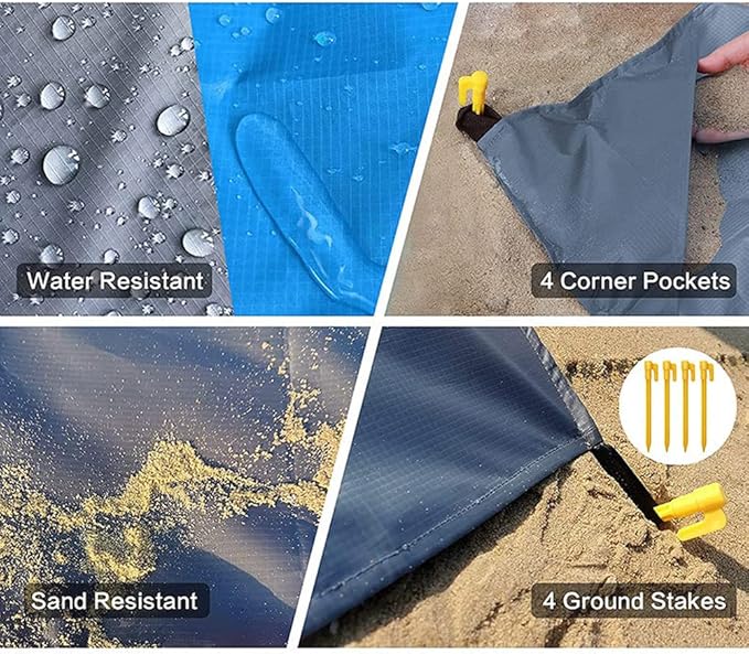 Ceresa Inc Beach Blanket Sandproof Waterproof Beach Mat, Lightweight Quick Drying Picnic Mat for Beach Camping Picnic Travel Hiking 79" X 83" for Family Outdoor Playing Supply