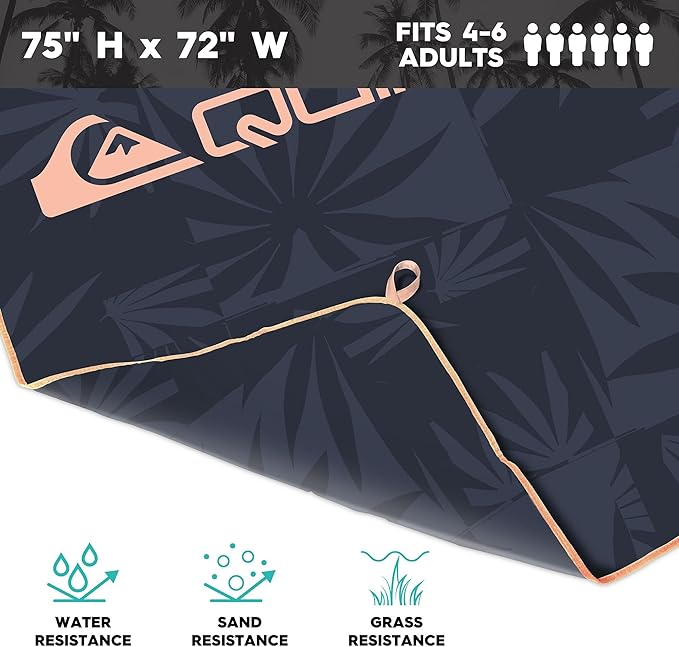 QUIKSILVER Sand-Free Beach Mat – Large Waterproof Outdoor Picnic Blanket, Lightweight Foldable Mat for Beach, Camping, Park, or Travel – Fits 4-6 People, Quick-Dry, Durable