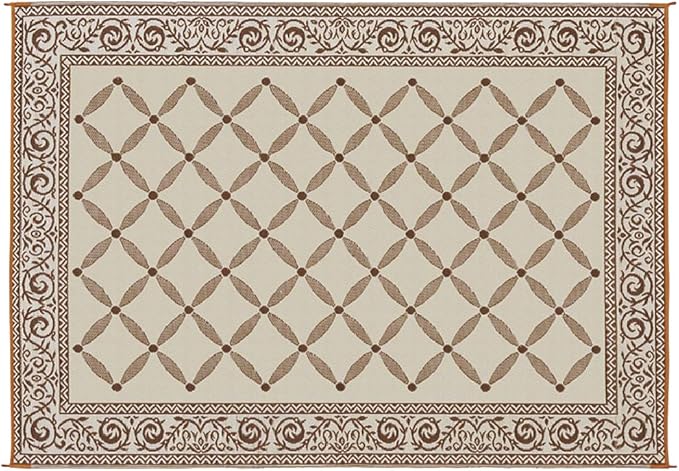 Stylish Camping 119127 9-feet by 12-feet Reversible Mat, Plastic Straw Rug, Large Floor Mat for Outdoors, RV, Patio, Backyard, Picnic, Beach, Camping (Brown/Beige)