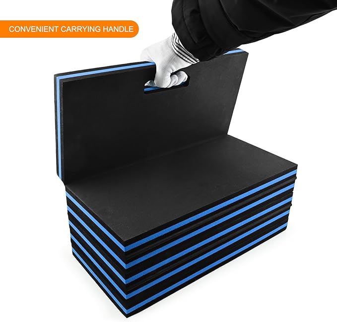 FOSHIO Foldable EVA Mat with Carrying Handles - Thick Kneeling Mat for Mechanics, Garage, Picnicking, Gardening, Camping, Home Gym