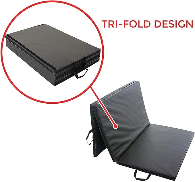 Sunny Health & Fitness Tri-Folding & Puzzle Exercise Mats – Extra Thick, Durable, Non-Slip, Water-Resistant Cushioning for Home Gym, Yoga, MMA, Gymnastics, Cardio, and Core Workouts