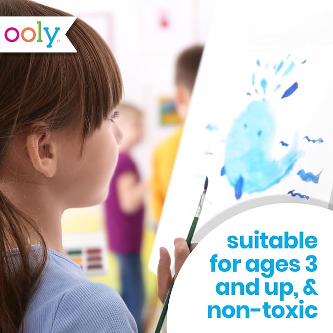 Ooly Lil' Watercolor Washable Paint Pods Set with Brush, 36 colors & 1 Paintbrush, Washable Watercolors in a Portable Case, School and Art Supplies for All Ages, Bright & Vibrant Colors