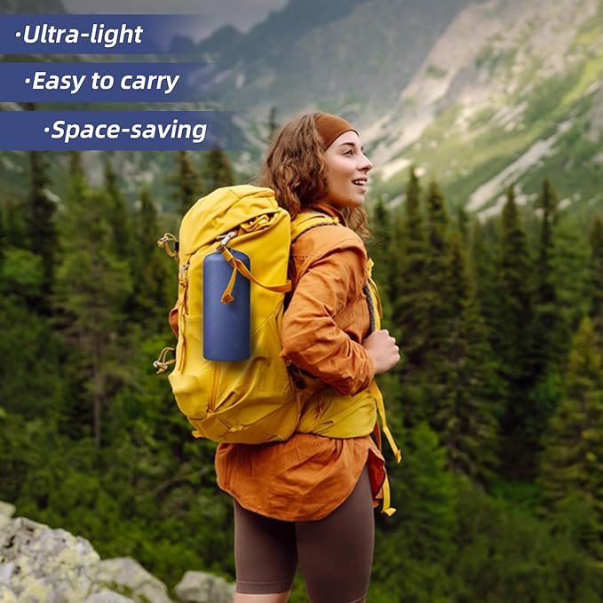 INVOKER 5.12" Camping Sleeping Pad, Ultralight Inflatable Camping mat with Built-in Foot Pump, for Camping, Backpacking, Hiking, Car Travel, Beach, Dark Blue