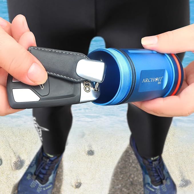 ARCHON Aluminum Alloy Waterproof Car Key Holder FOB Case, Keychain Dry Storage Box for Swimming,Diving Essential, Small Bag Kit for Boating