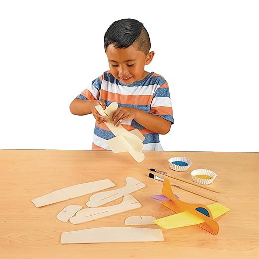 Colorations® Decorate Your Own Wooden Model Airplanes, Set of 12, Create Unique & Personal Designs, Fun Kids Craft Project, Craft Project for Boys & Girls, Decorate & Play Craft