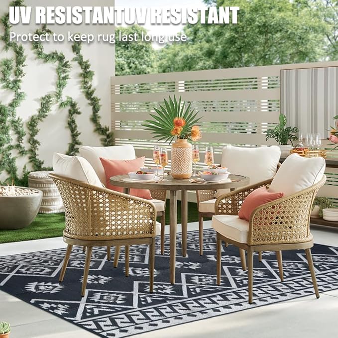 LILIOFFIC Outdoor Rug Waterproof 8x10 ft Outdoor Carpet Patio Rug Mat Reversible RV Camping Rug Plastic Straw Rug Outside Outdoor Area Rug for Patio Deck Balcony Backyard Picnic Beach