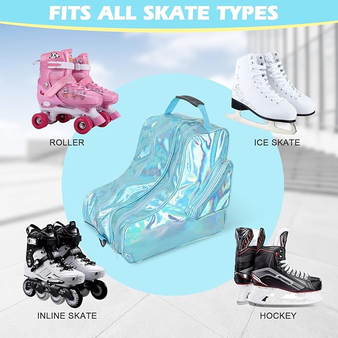 Roller Skate Bag Inline Skates Bag Stylish Large Capacity Ice Skate Bags Figure Skating Bag Waterproof Ice Skate Bag for Women with Adjustable Strap Roller Skate Accessories