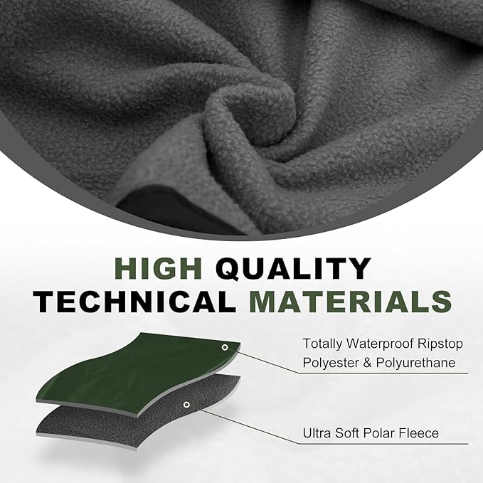 Fleece Waterproof Outdoor Blanket, Windproof Stadium Blanket for Camping, Picnics, and Sports Stay Dry and Comfortable 80"x58"