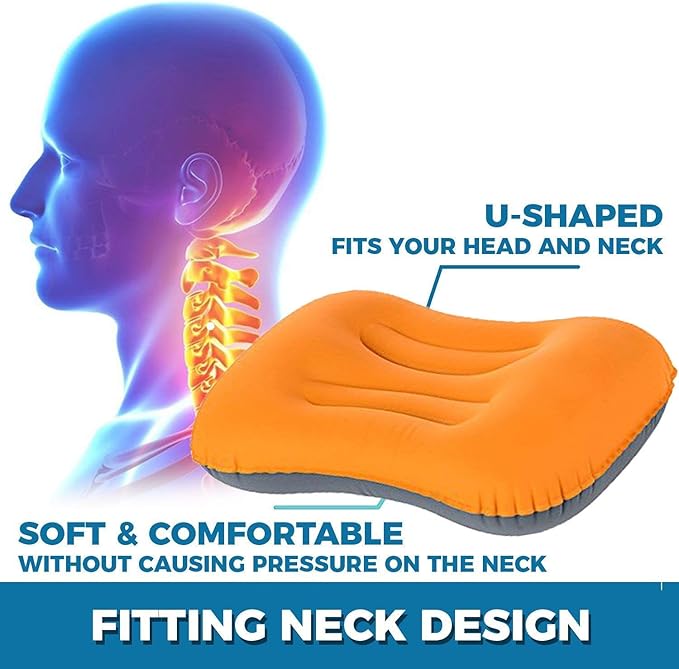 SUNYAO Ultralight Inflatable Camping Pillows - Compressible, Compact, Inflatable, Comfortable, Ergonomic Pillow for Neck & Lumbar Support While Camping,Backpacking,Hiking