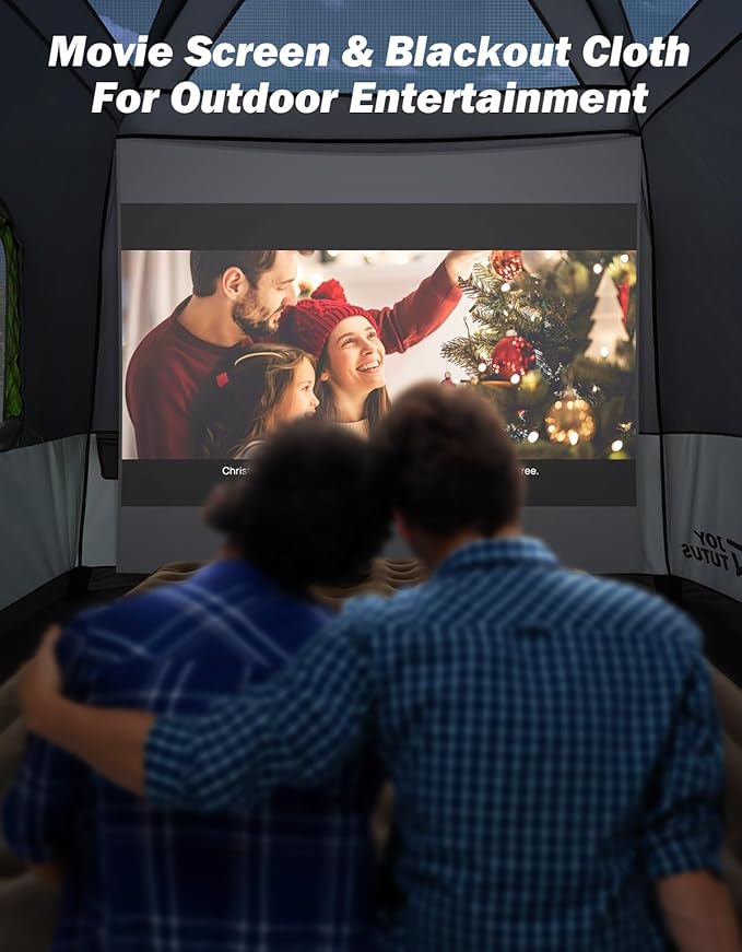 JOYTUTUS Dual-Use SUV Tent, SUV Camping Tent with Rainfly, Movie Screen and Four Steel Frame Poles, SUV Tailgate Tent with Awning Shade, Car Roof Canopy for SUV CUV Van