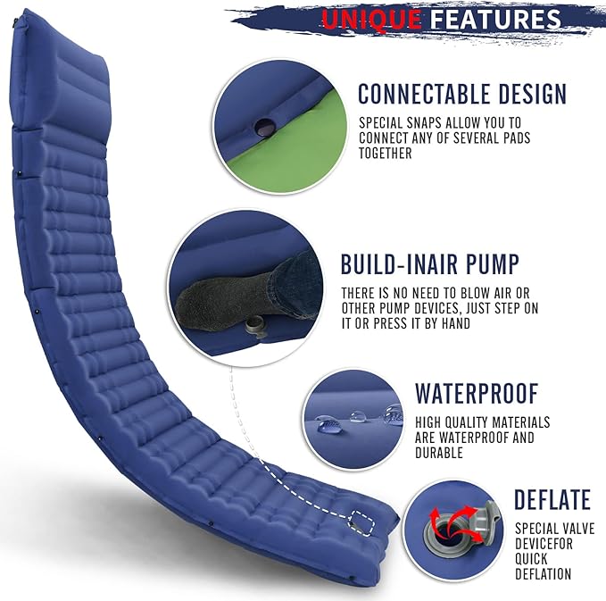 Inflatable Camping Sleeping Pad with Pillow, Thick 4.5 Inch Portable Sleeping Pad, Lightweight Sleeping Mat for Camping, Backpacking, Hiking