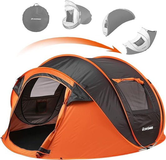 EchoSmile Camping Instant Pop Up Tent, 2/4/6/8/10 Person, Water Resistant Dome, Easy Setup for Camping Hiking and Outdoor, Portable with Carry Bag, 3 Season