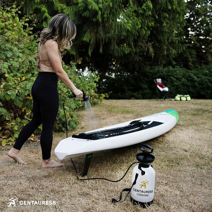 Portable Camping Shower Pump w/ Showerhead Holder and Safety Valve (45 PSI) - Portable Shower for Camping - Surf Rinse Kit - Beach Shower Pump – Camp Shower Kit - Portable Outdoor Shower Camping