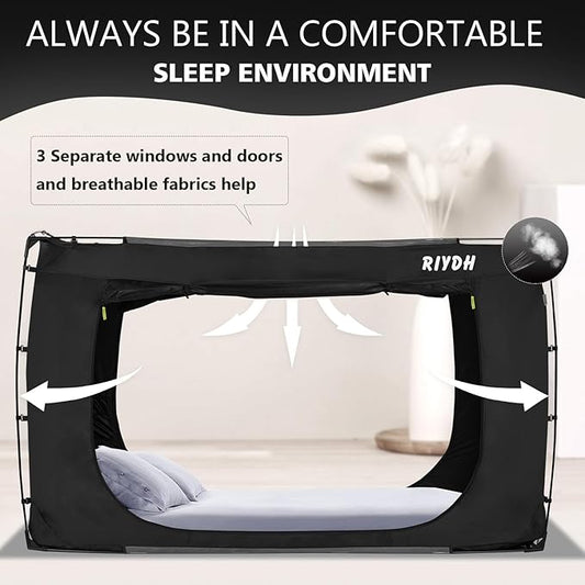 Bed Tent Bed Canopy Twin XL Size Tents for Adult and Kids- Original Design Portable Dream Tent Indoor Sleeping Tents 80% Blackout with 3 Doors Breathable Big Space Tents